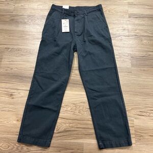 Zara Relaxed Pleated Twill Chino Pants Tapered Casual Blue Mens 31x30 $60 NWT